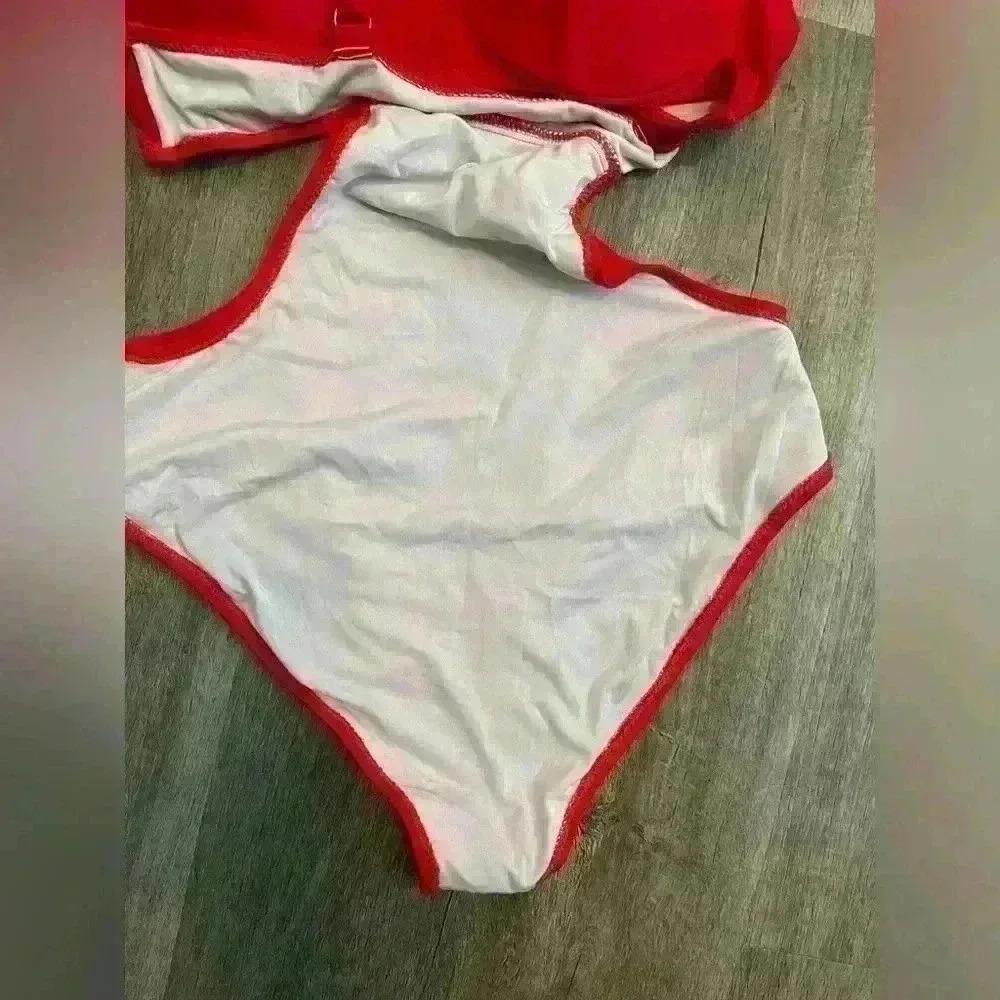 Cupshe Red Cutout One Piece Swimsuit with molded cups - Picture 7 of 10